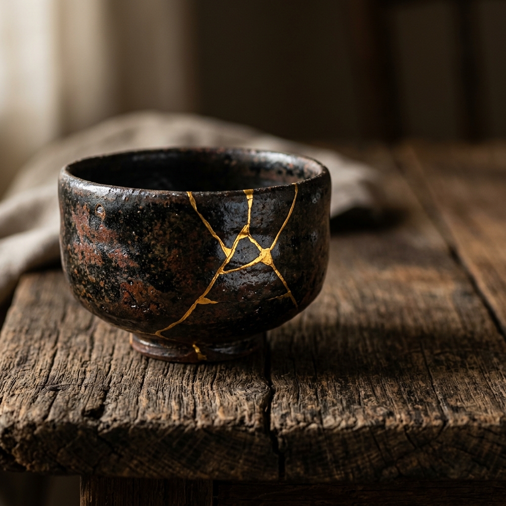 金継ぎされた茶碗